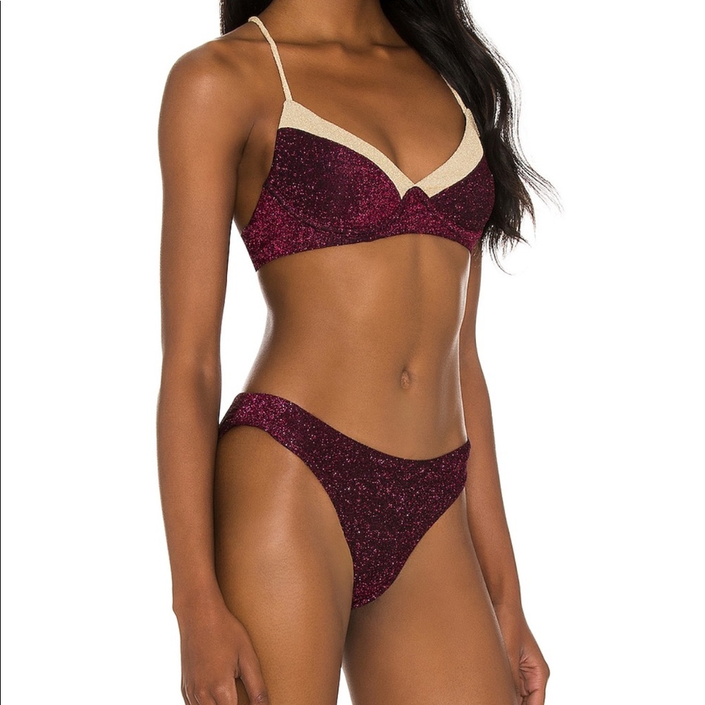 - NWT PQ Sparkle Garnet Bikini top size S